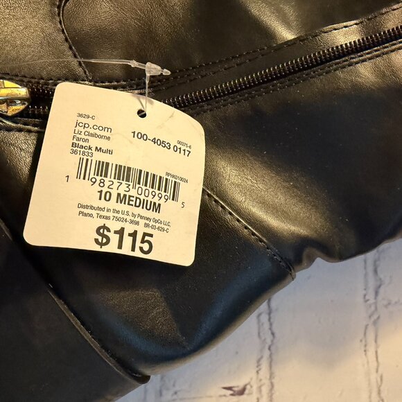 ✨✨Liz Claiborne Riding Boot Knee High Heel Black Brown Gold 10 NWT - Picture 5 of 8